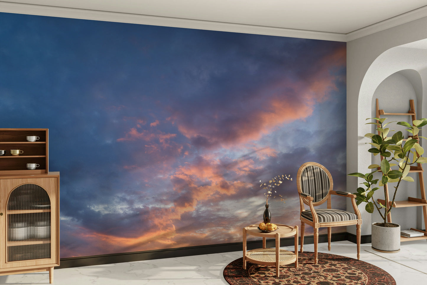 Cloudy dusk sky wall decor

