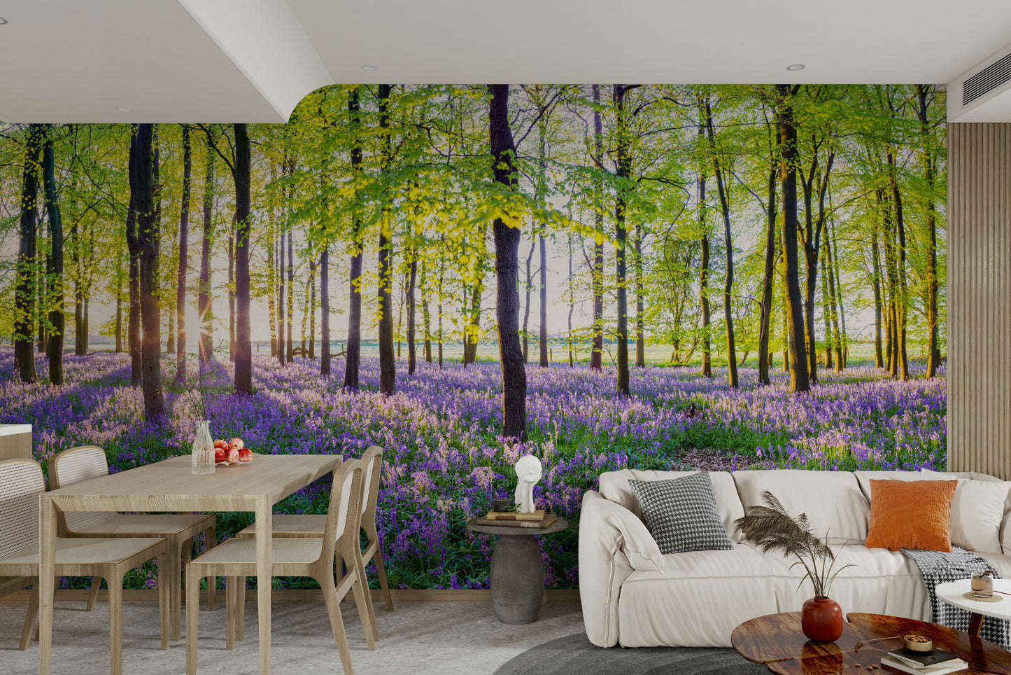 Violet bluebell carpet forest mural

