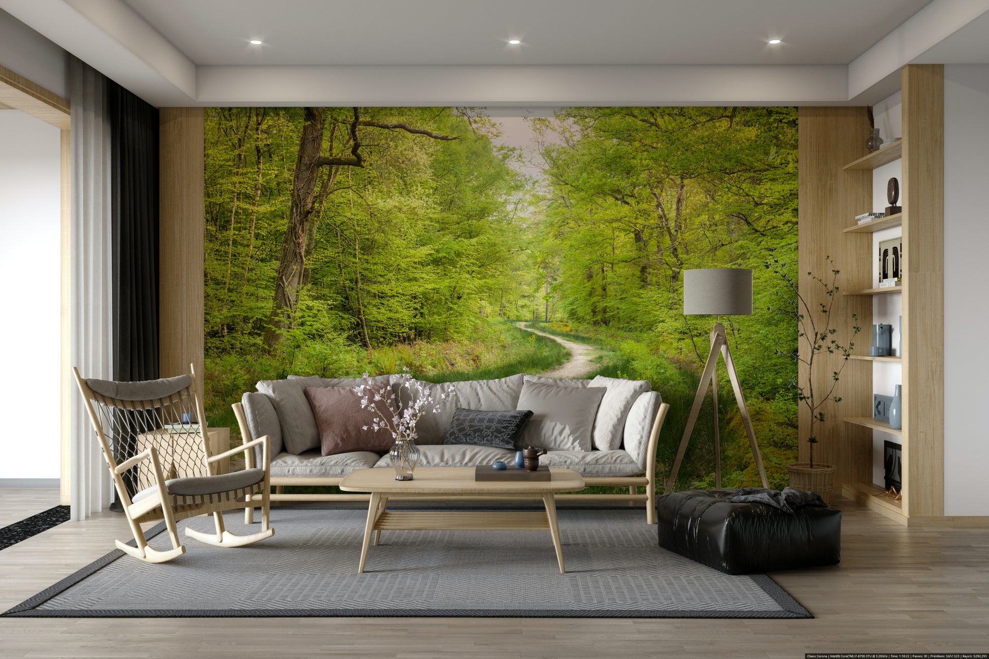 Forest path wallpaper mural

