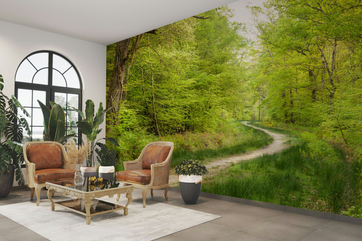 Tranquil forest wall design

