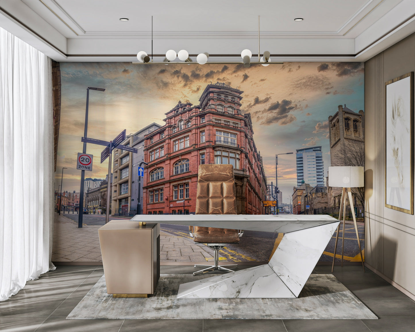 Warm light Victorian mural

