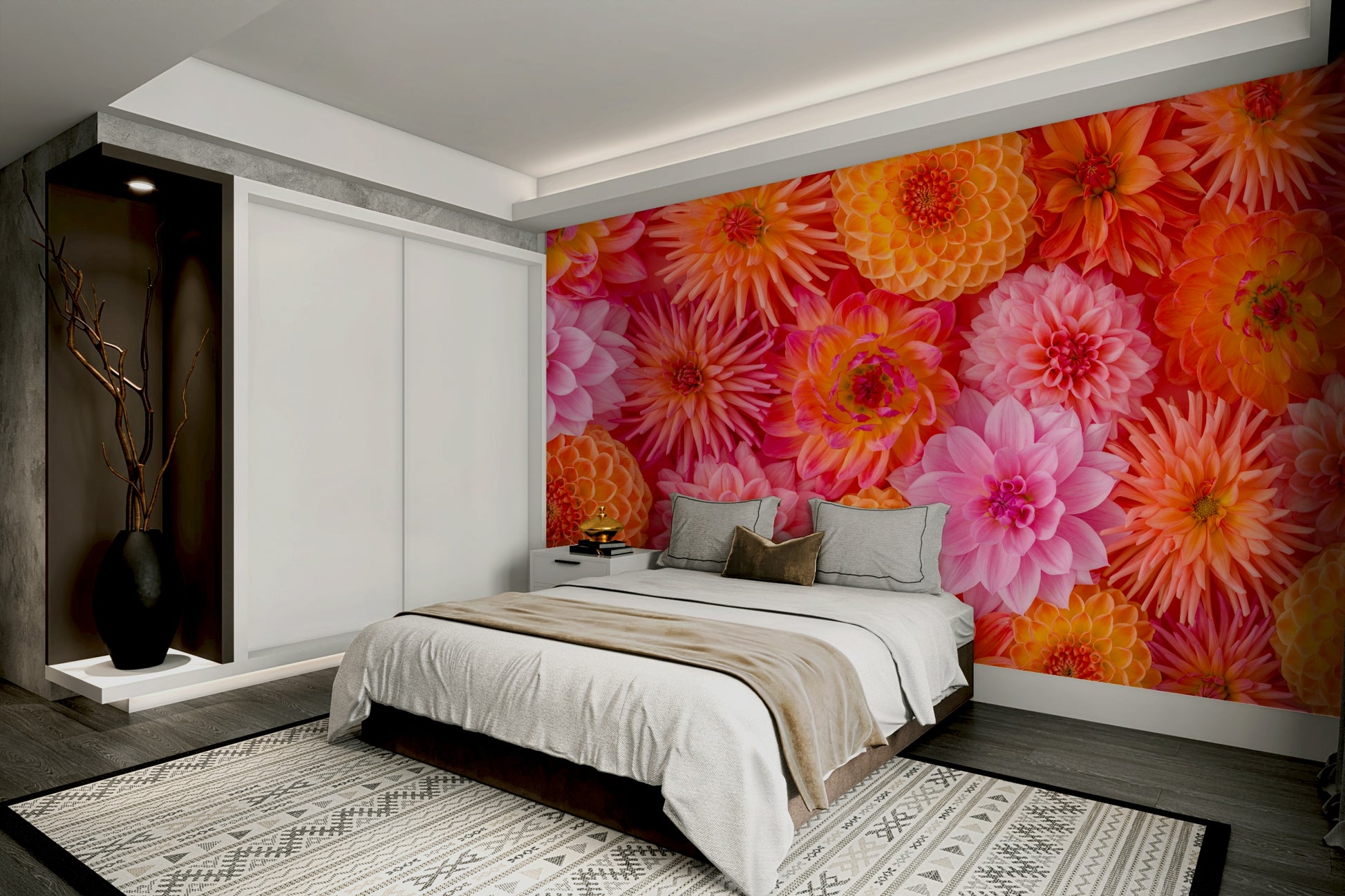 Romantic flower wall mural

