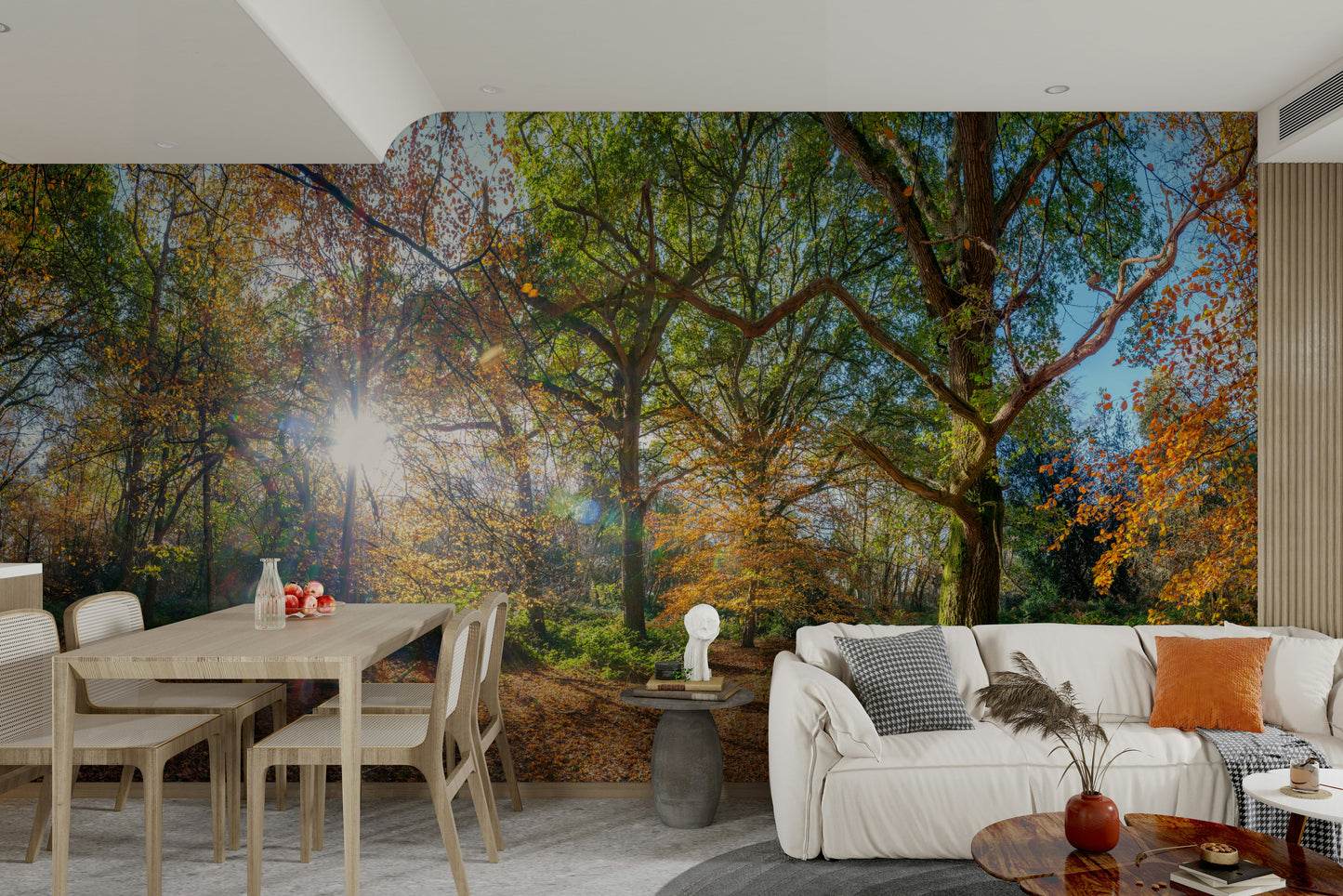 Seasonal woodland wallpaper mural

