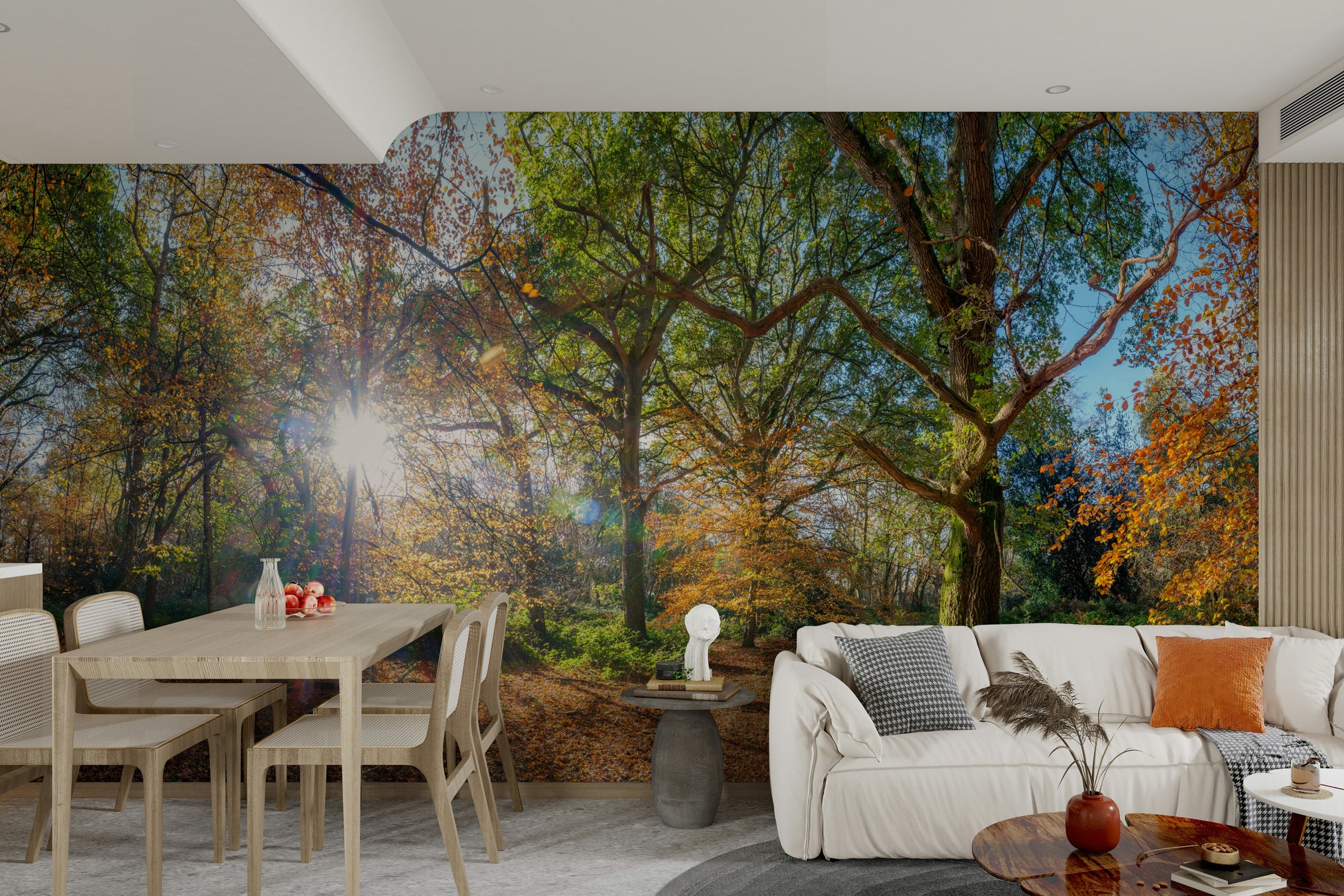 Seasonal woodland wallpaper mural

