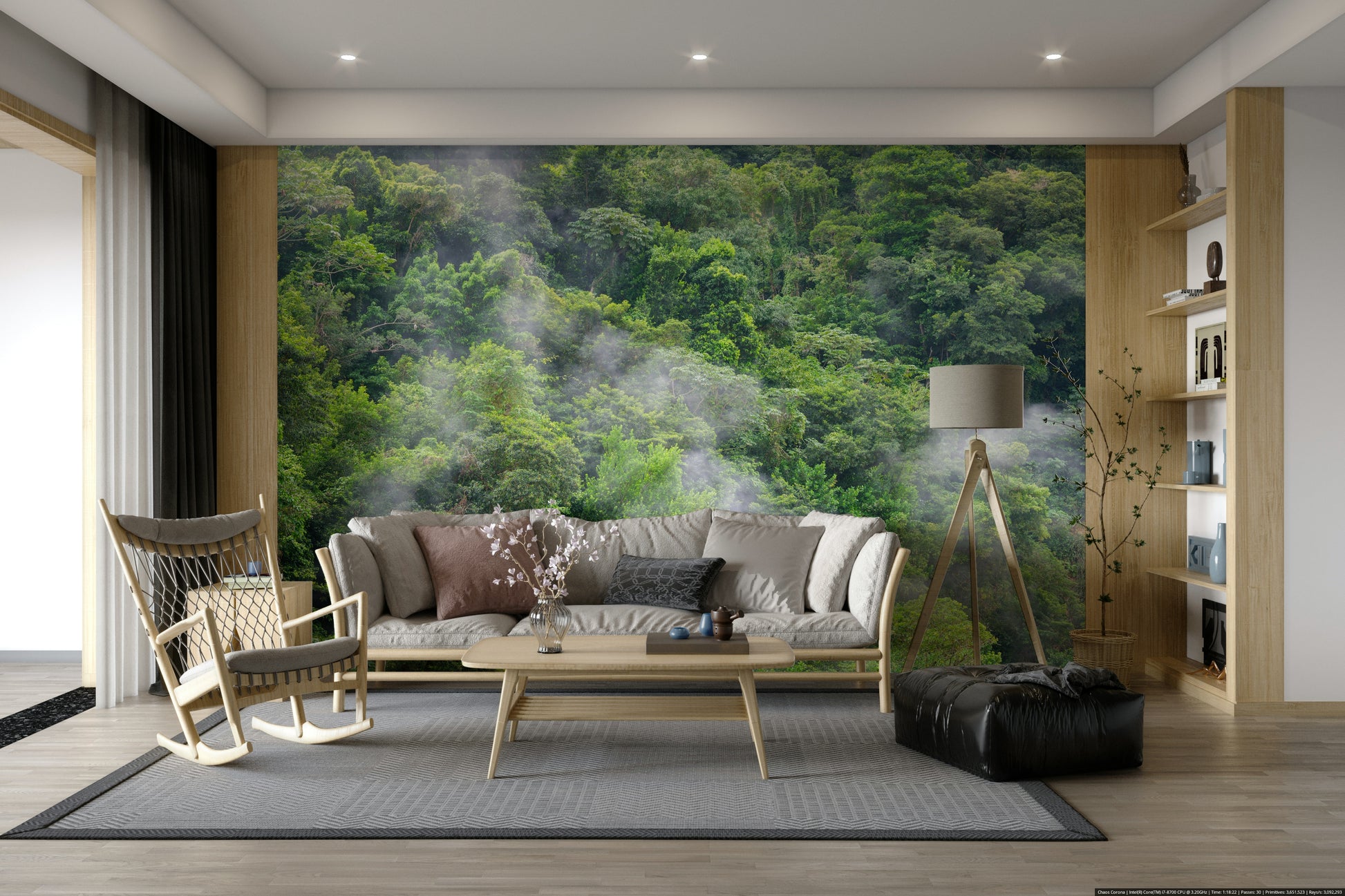 Green rainforest wall mural

