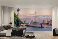 London Thames river wall mural

