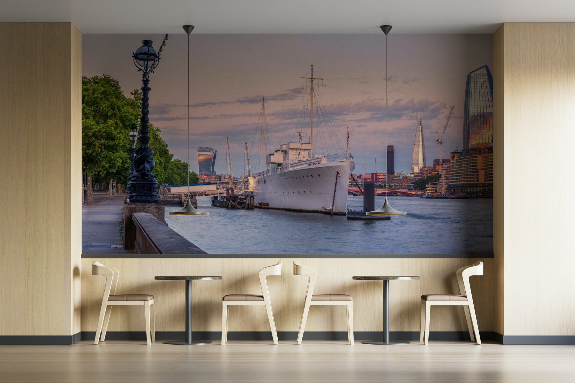 Peaceful riverbank wall mural

