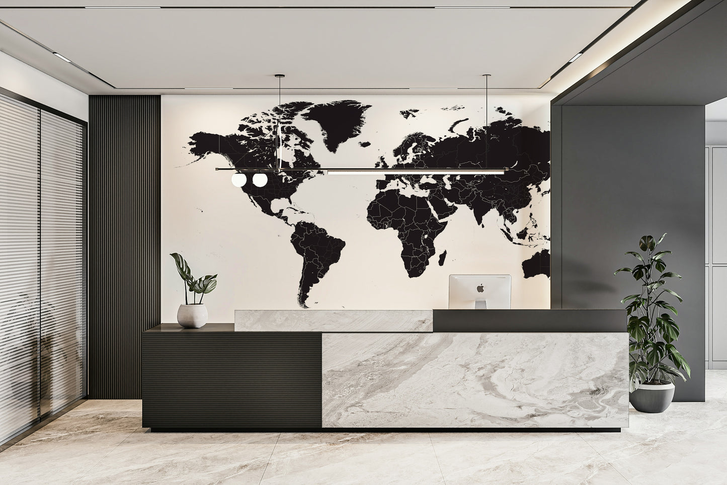 World map mural for office wall

