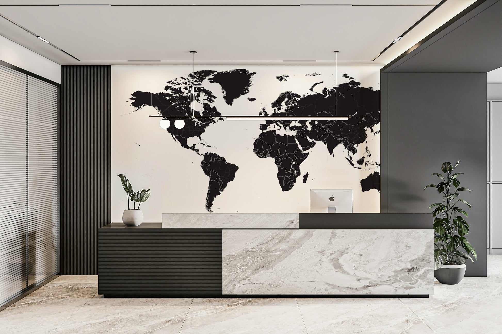 World map mural for office wall

