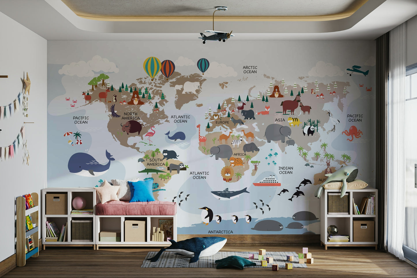 Playroom adventure map mural


