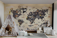Fun continent mural for children

