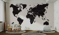 Wall mural with country outlines

