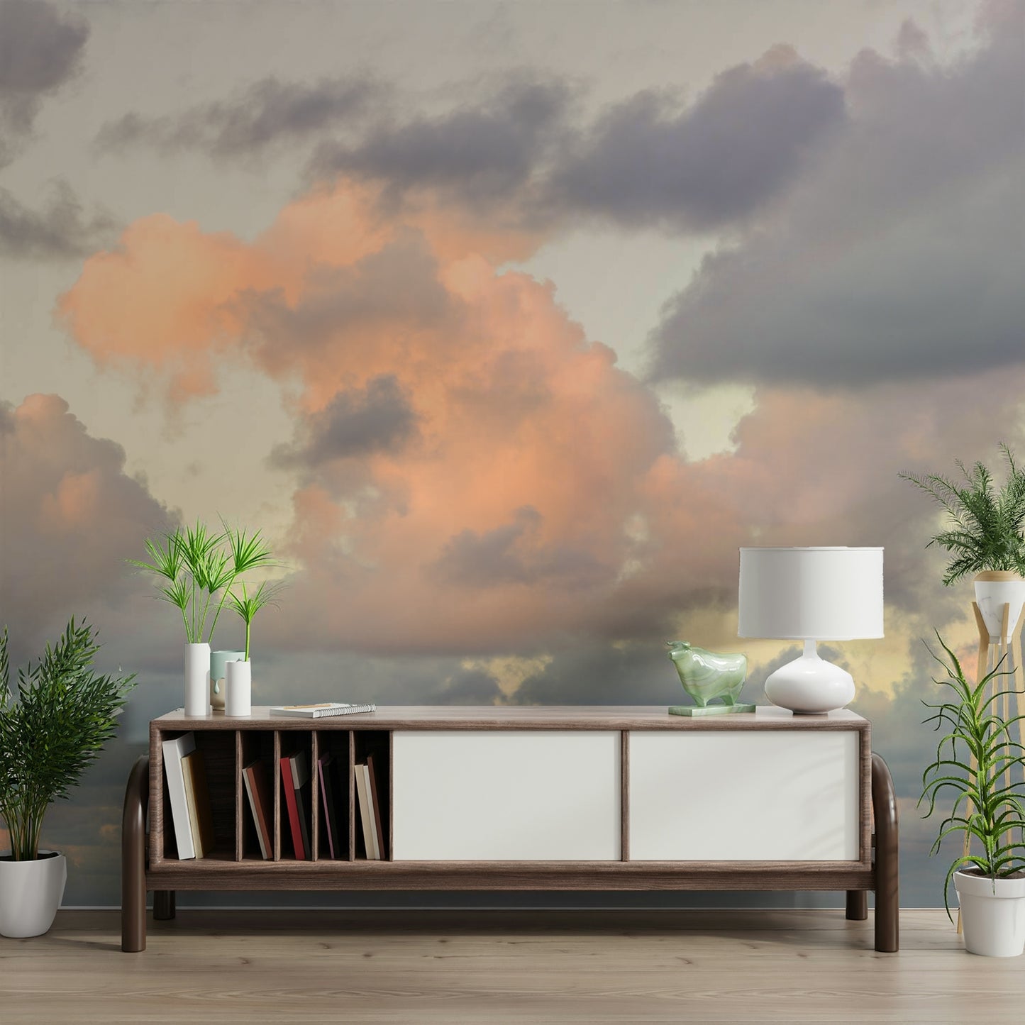 Celestial-themed mural wallpaper

