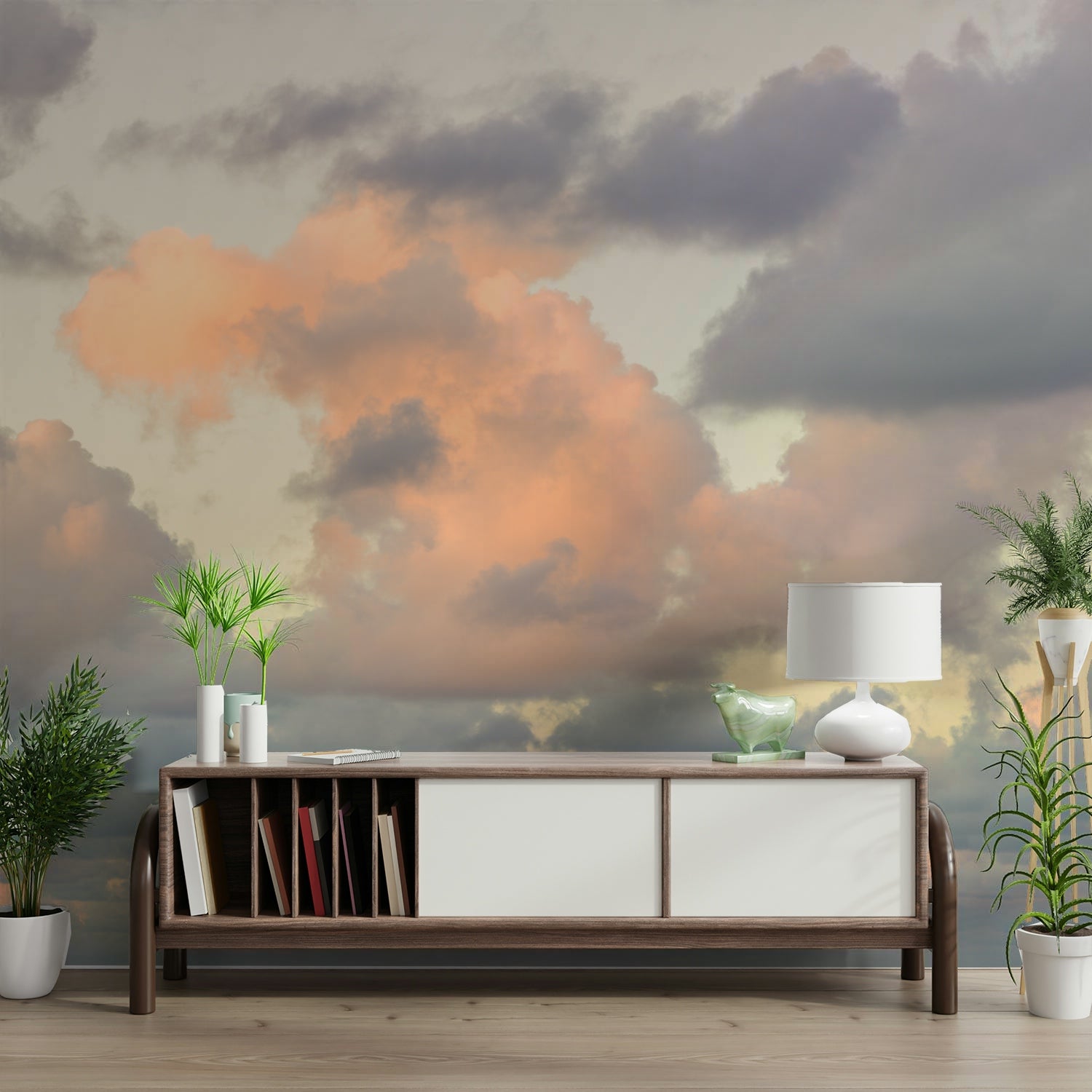 Celestial-themed mural wallpaper

