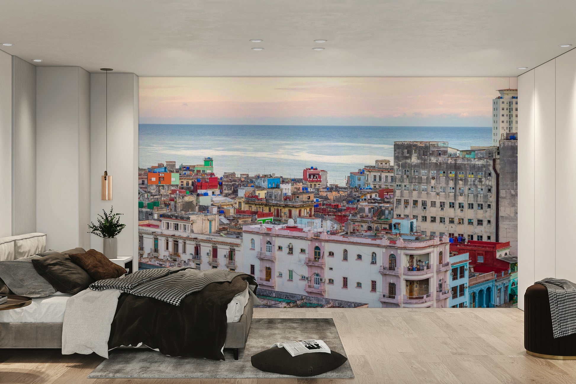City skyline mural for walls

