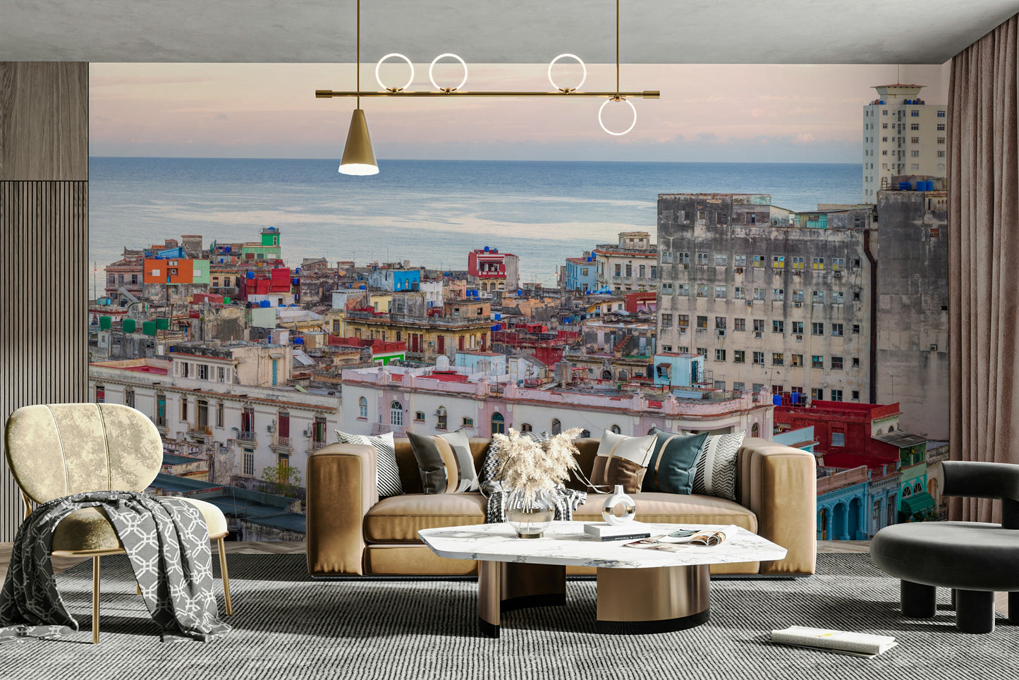 Bright tropical city wallpaper

