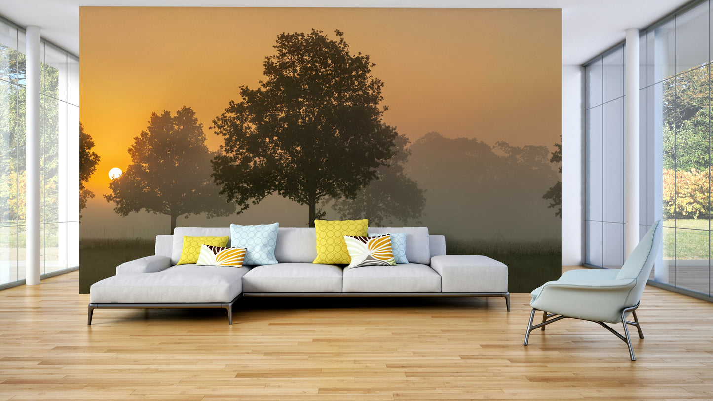 Soft light landscape mural


