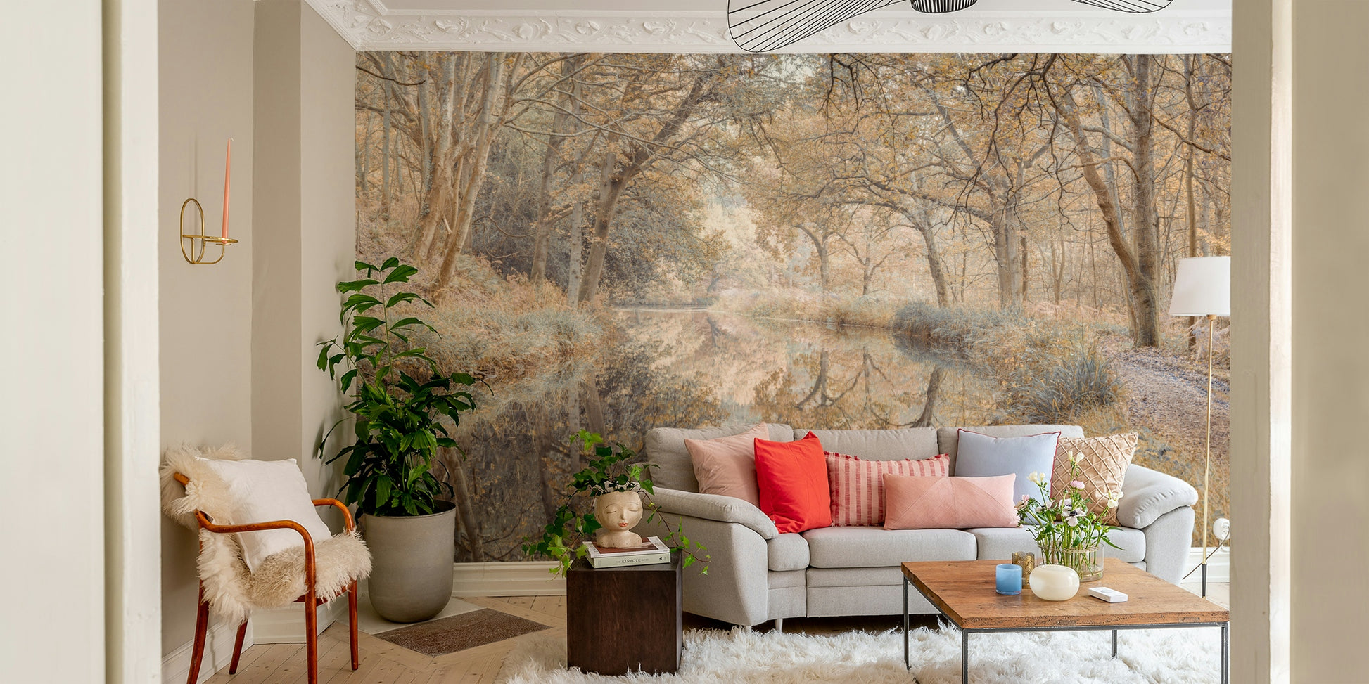 Autumn canal mural wallpaper

