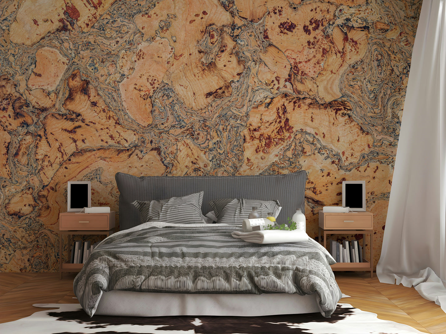 Subtle textured cork canvas wall mural for modern interiors


