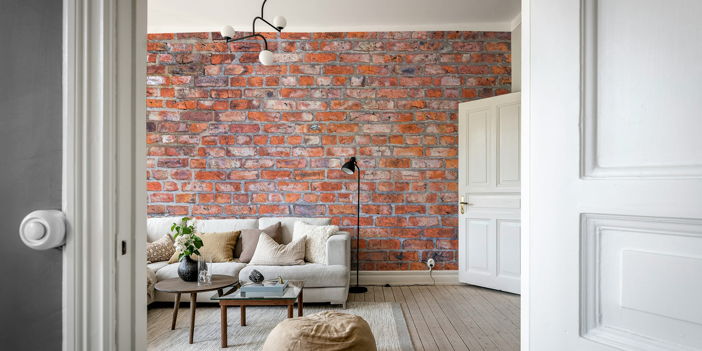 Rustic brick wall mural bringing timeless charm to rooms

