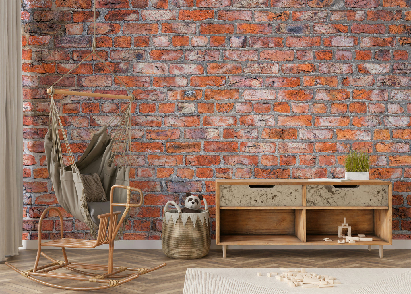 Vintage Brickwork Charm Wall Mural with rustic brick texture

