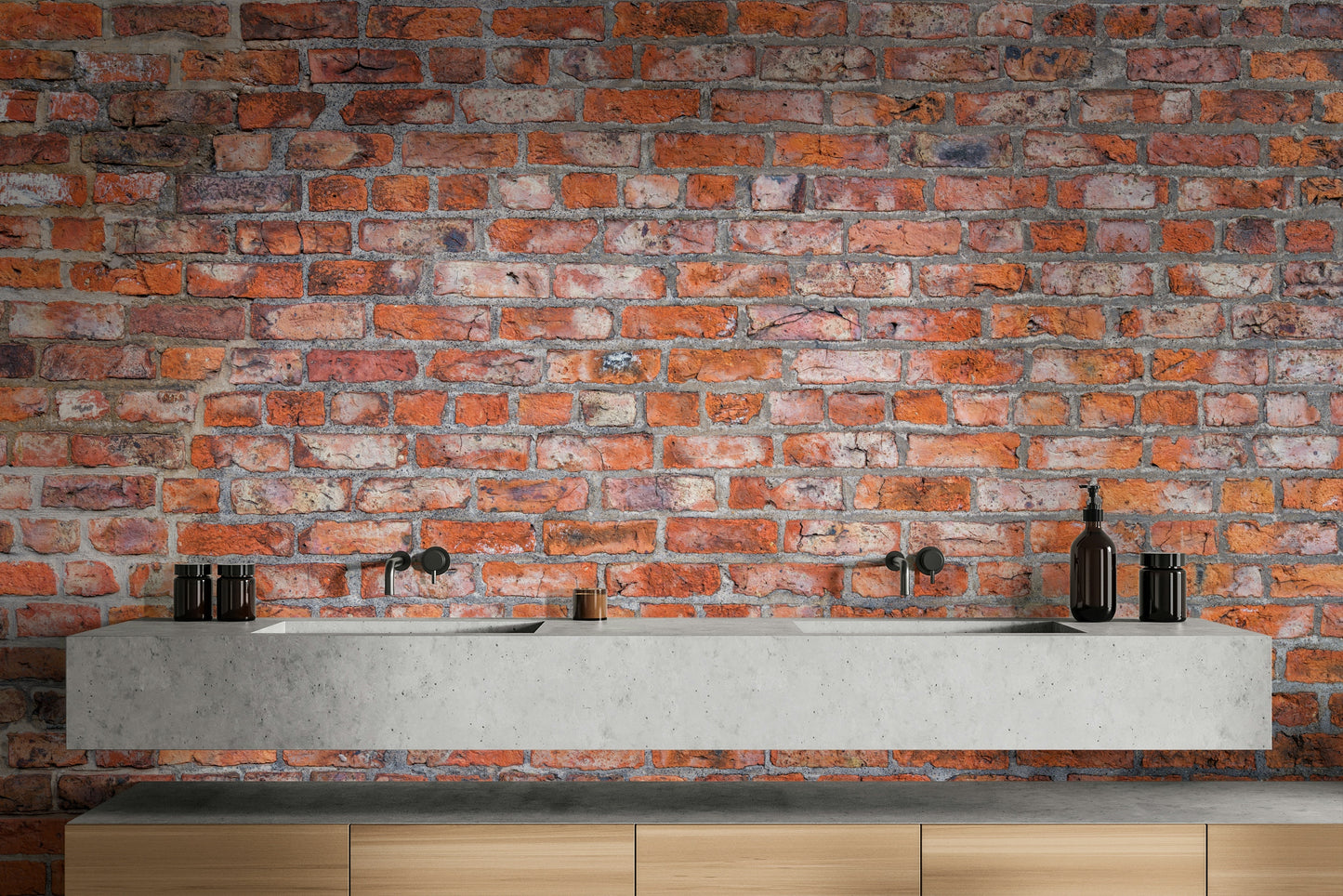 Rustic brick wall design in vintage wall mural

