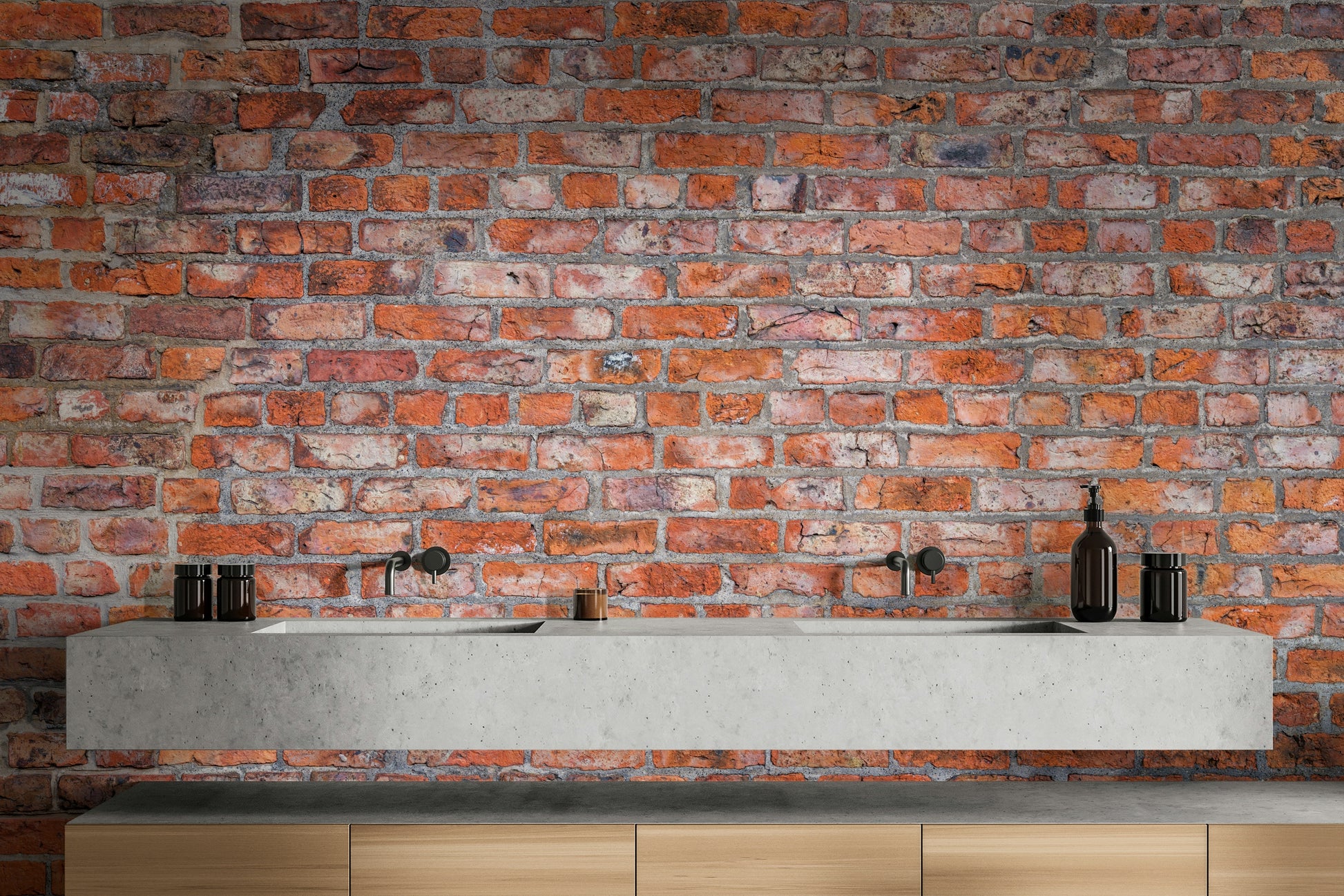 Rustic brick wall design in vintage wall mural

