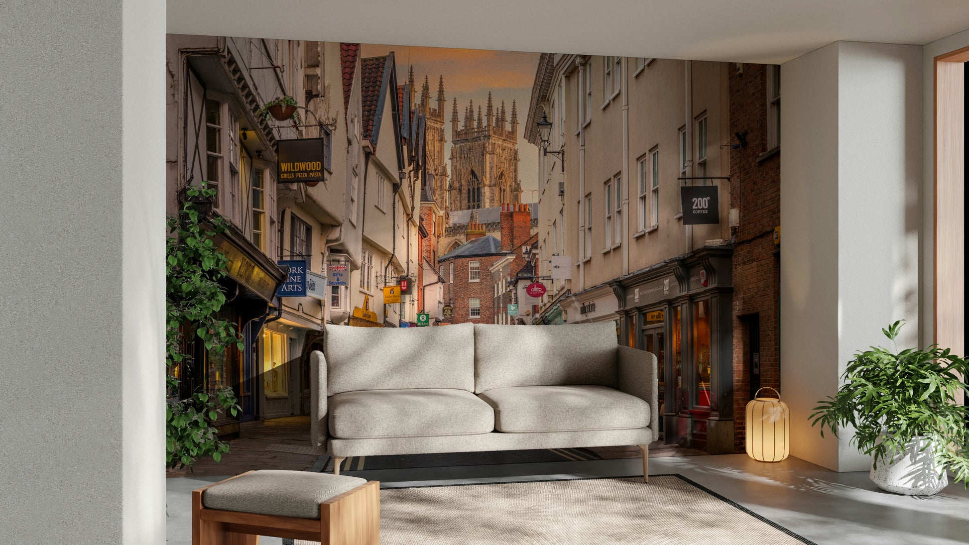 Historic Townscape at Twilight Wall Mural with charming street

