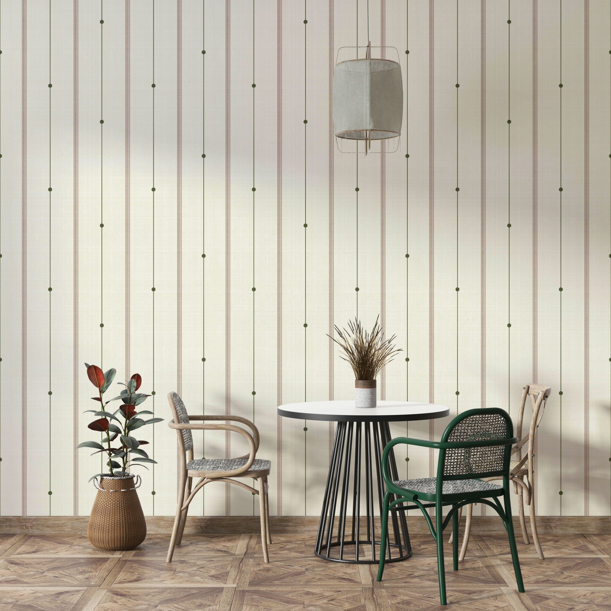 Minimal striped rustic wallpaper creating a relaxed atmosphere

