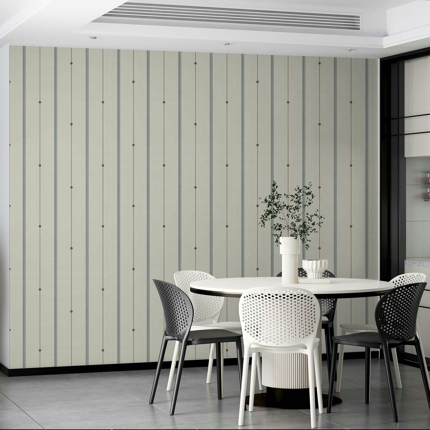 Subtle neutral stripes for a clean, classic wallpaper look

