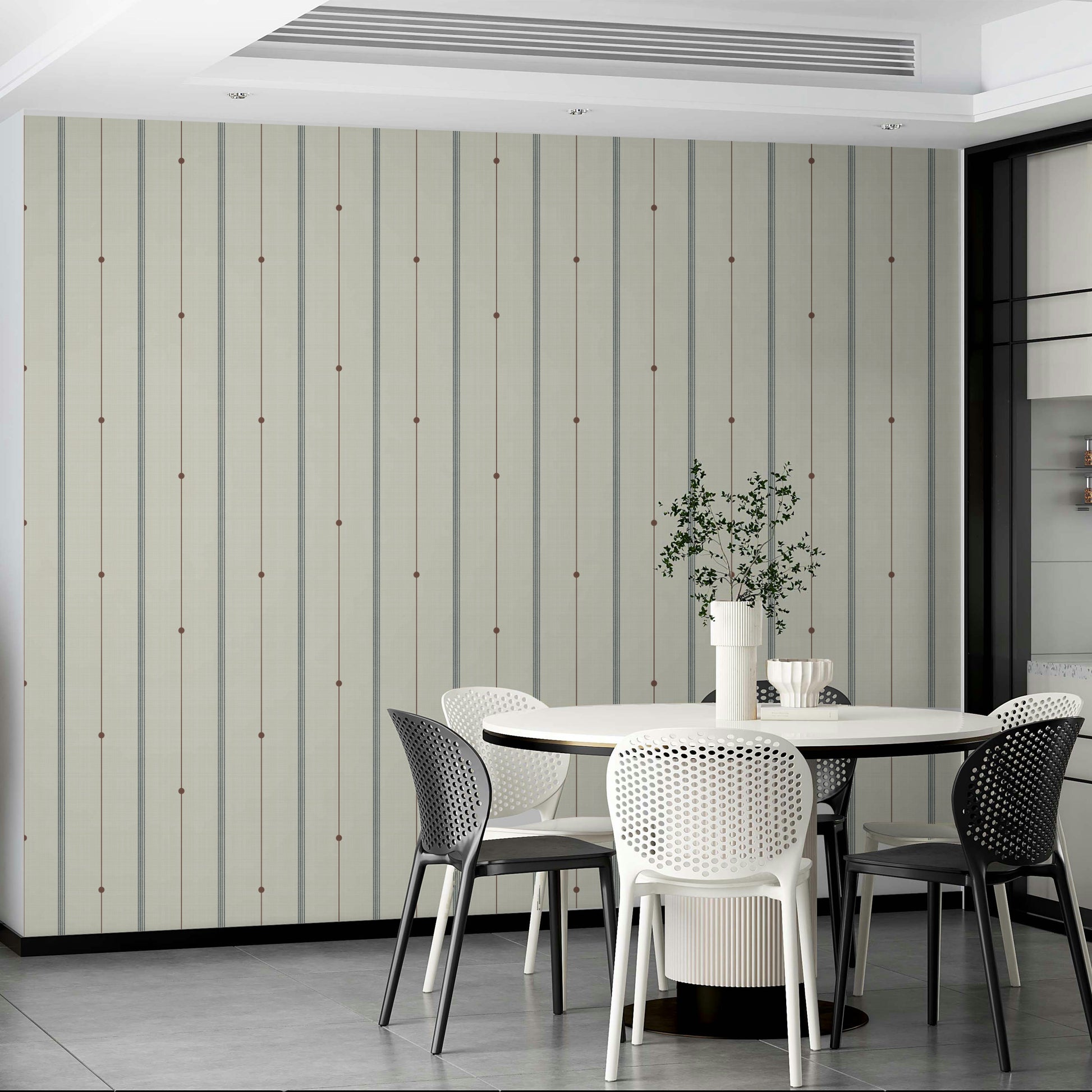 Subtle neutral stripes for a clean, classic wallpaper look

