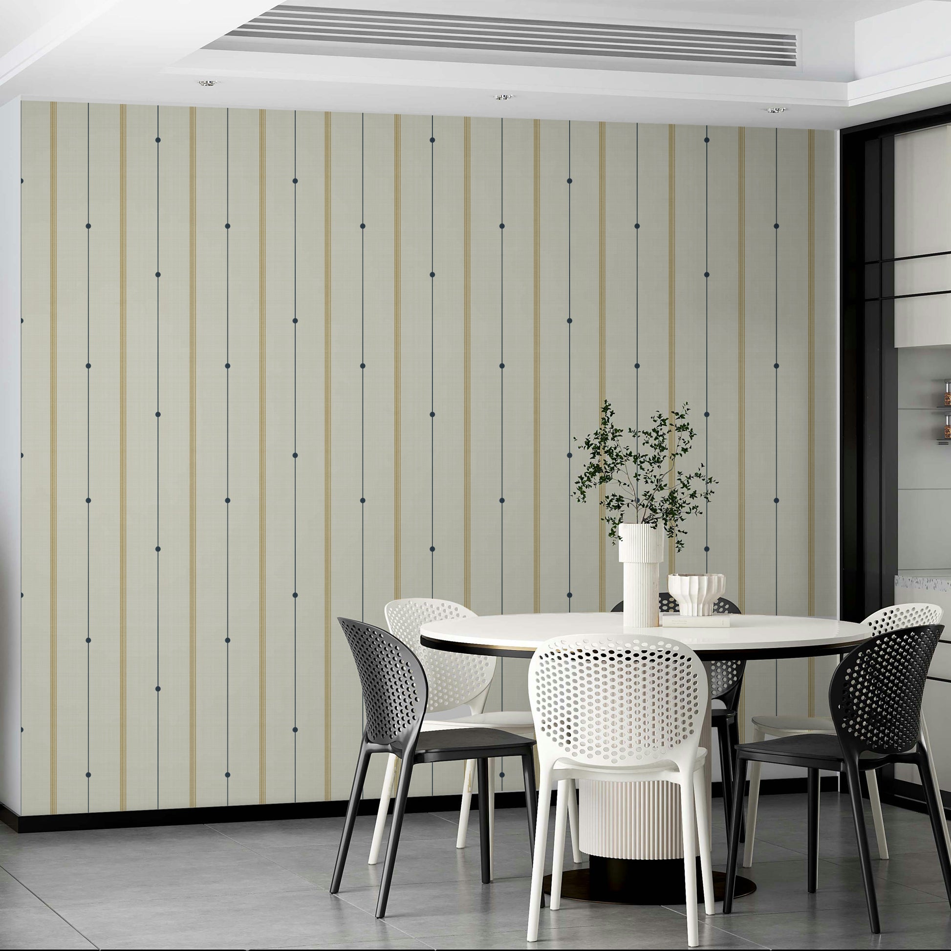 Country-inspired wallpaper with soft, earthy stripes

