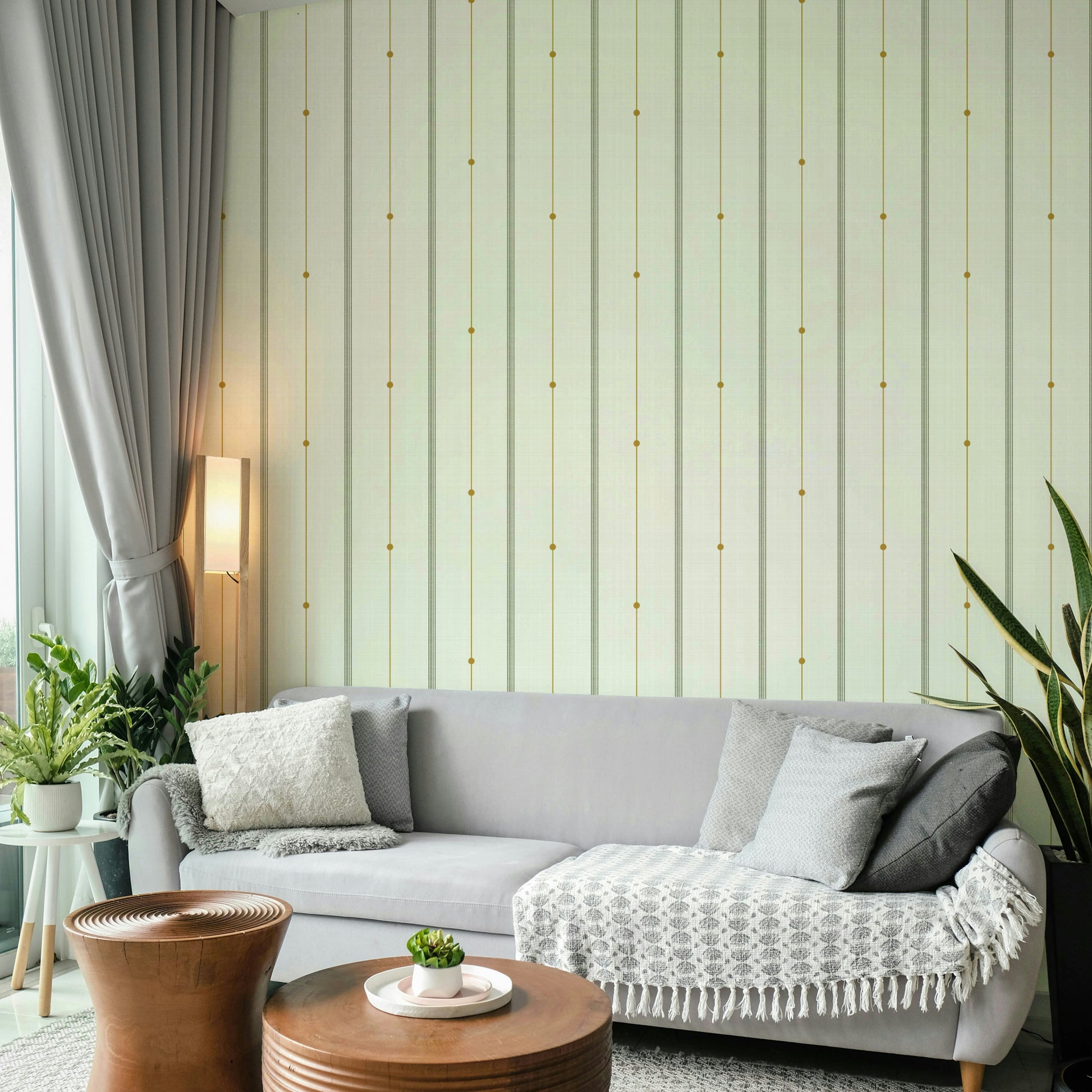 Minimal striped wallpaper in warm, natural colors

