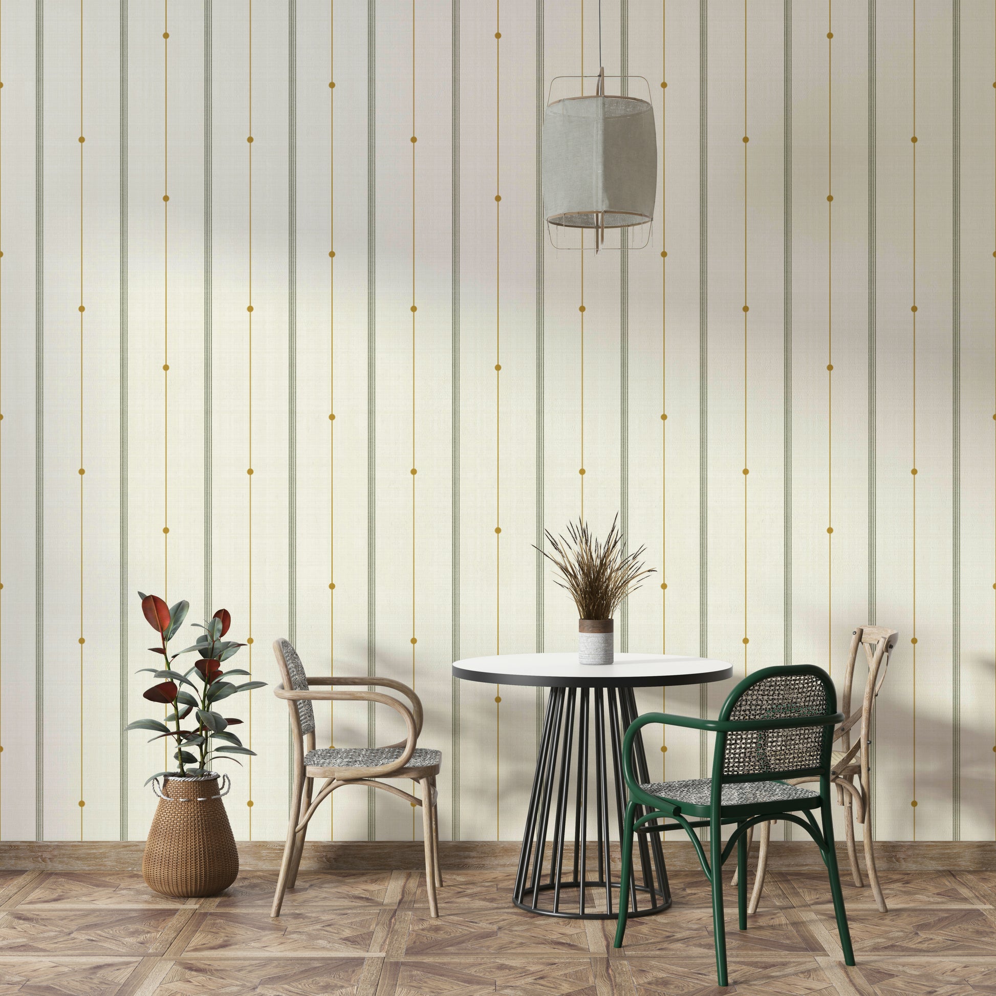 Refined earthy striped wallpaper for modern interiors

