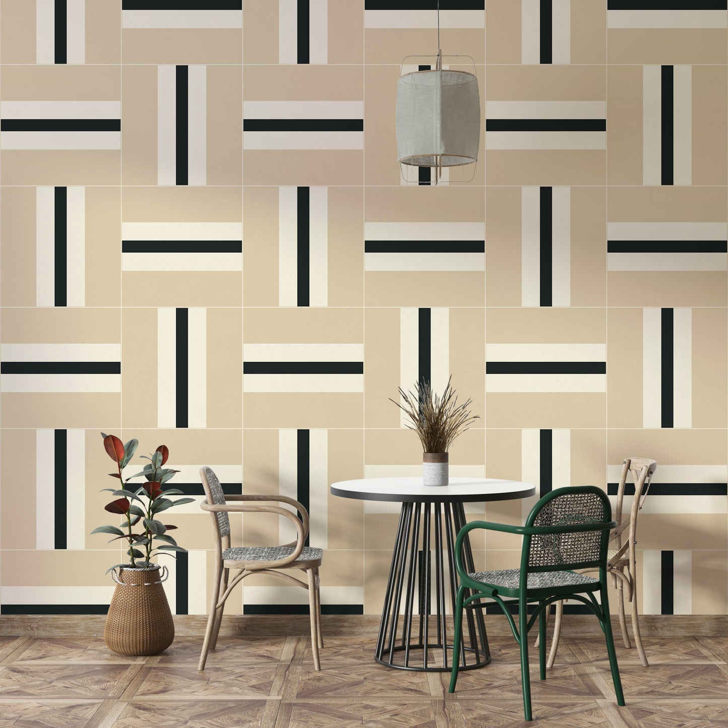 Minimalist geometric wallpaper for dynamic room decor

