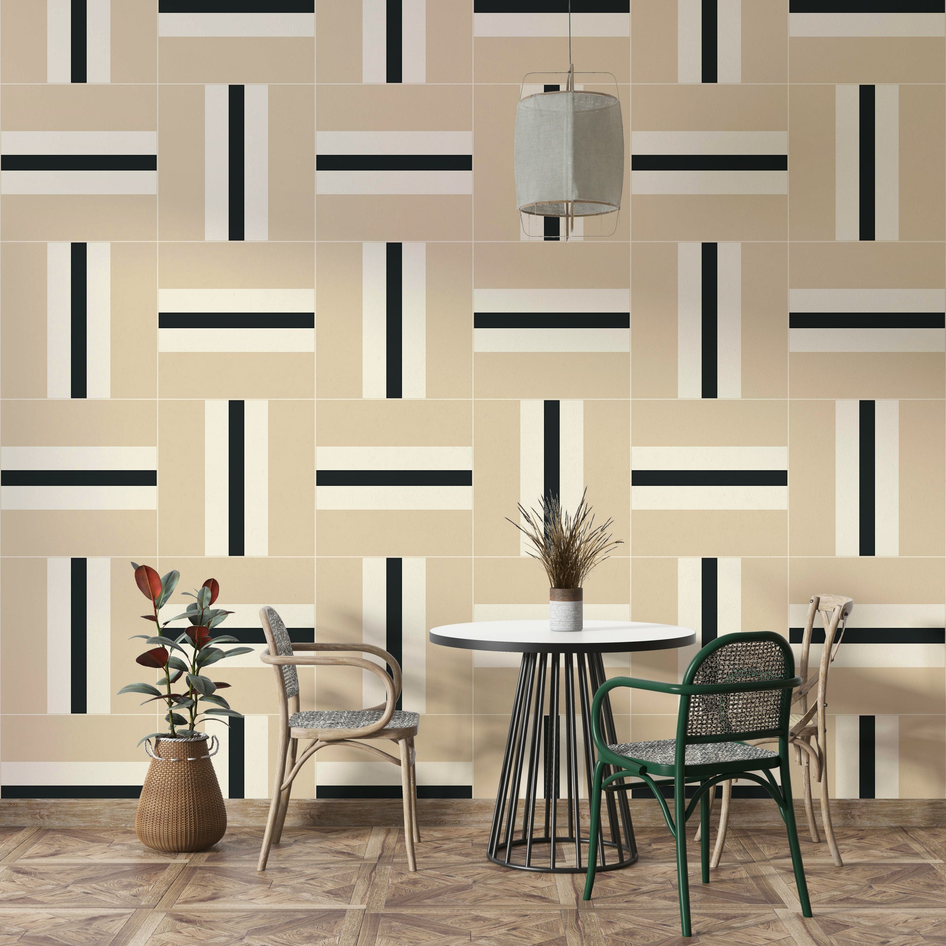 Minimalist geometric wallpaper for dynamic room decor

