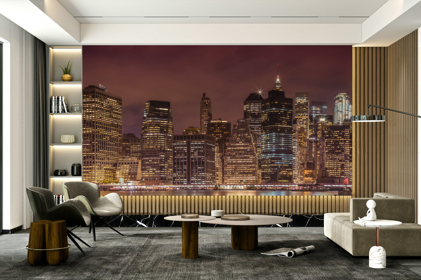 Vibrant night lights of NYC in NEW YORK CITY Nightly Impressions mural

