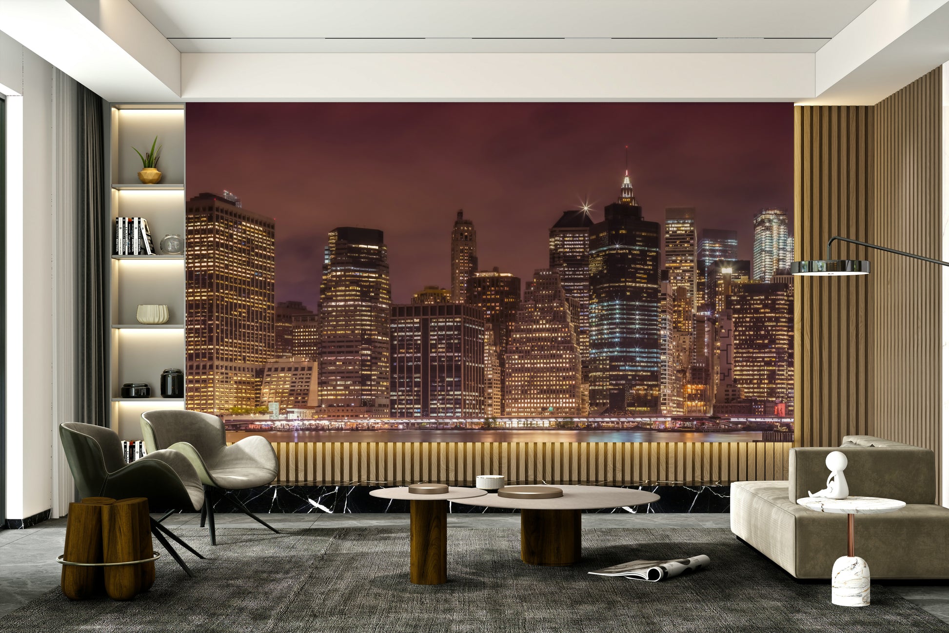 Vibrant night lights of NYC in NEW YORK CITY Nightly Impressions mural


