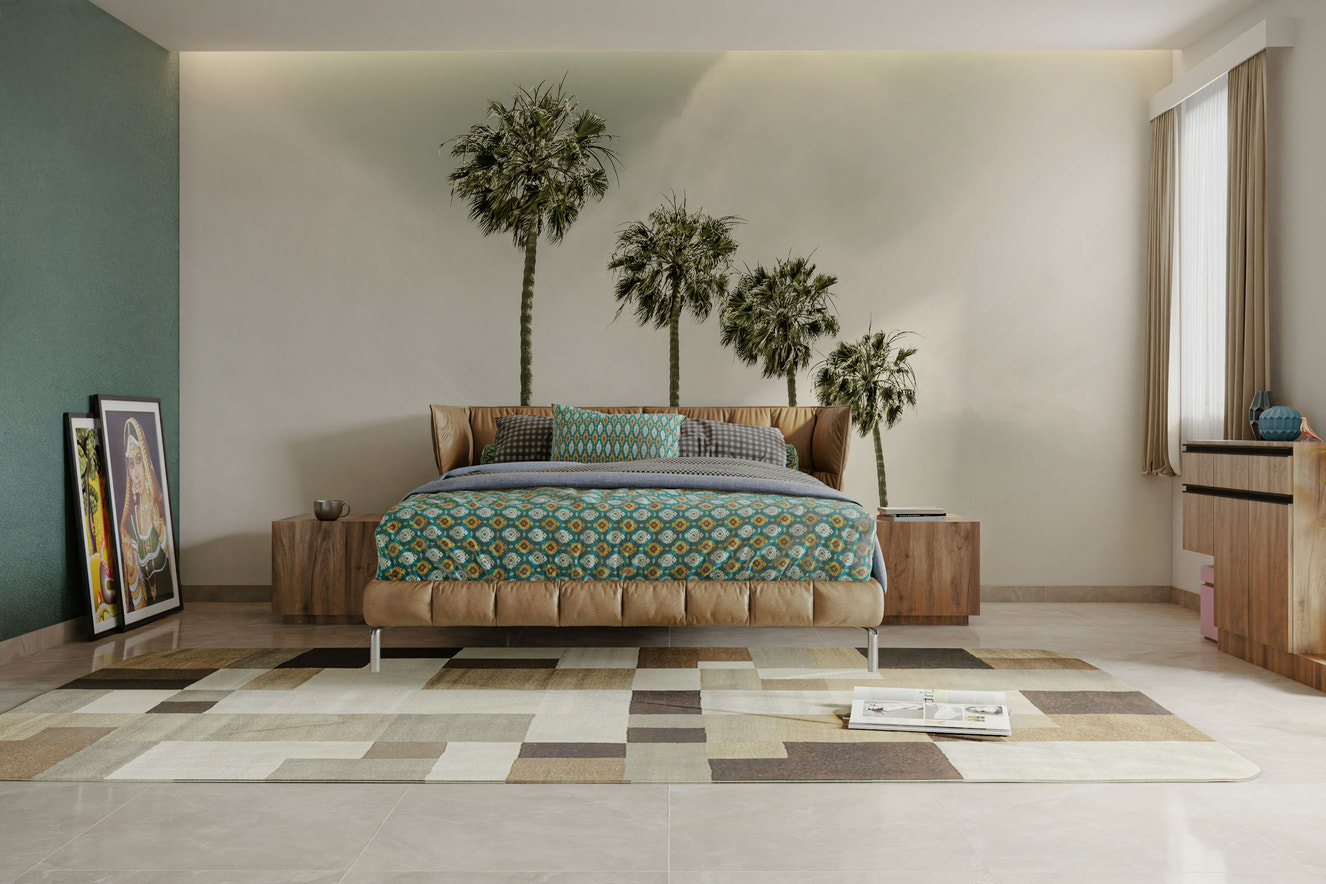 Palm Trees at the Beach Vintage Wall Mural with sunset hues

