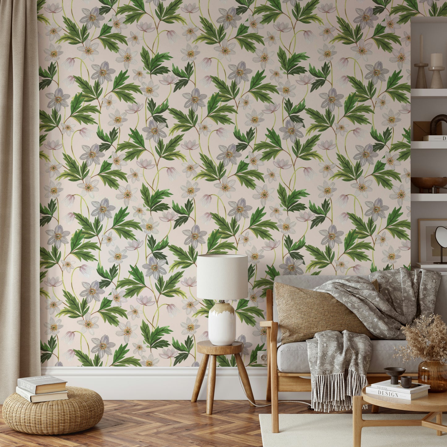 Floral wall decor with Wood Anemone print

