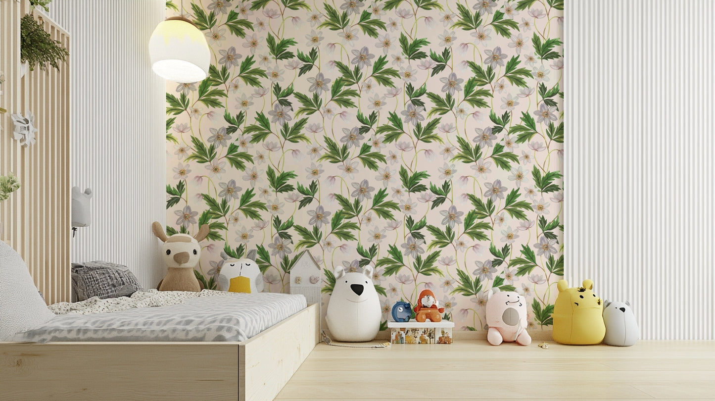 Simple and elegant Wood Anemone wallpaper for walls

