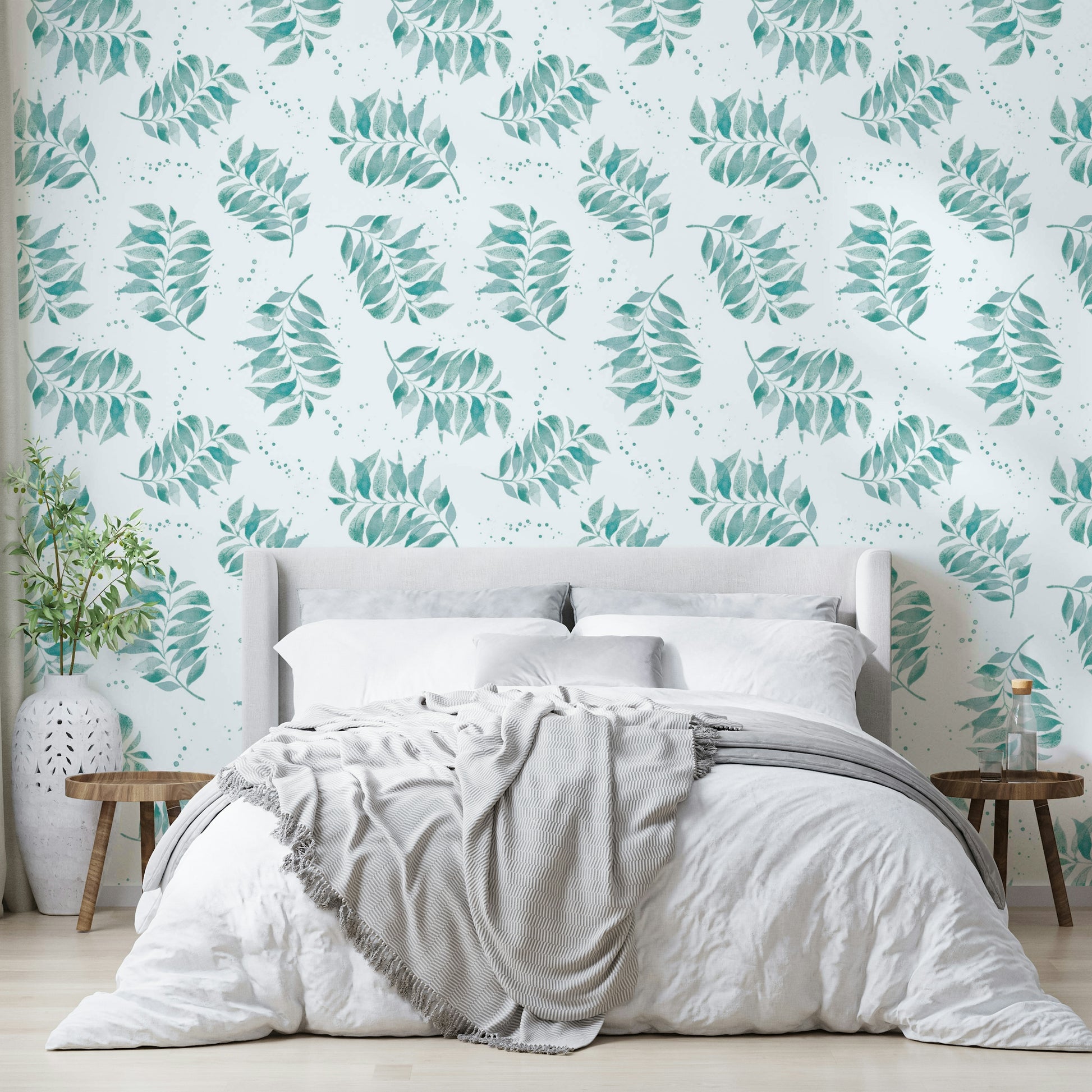 Serene palm leaf pattern with a textured finish


