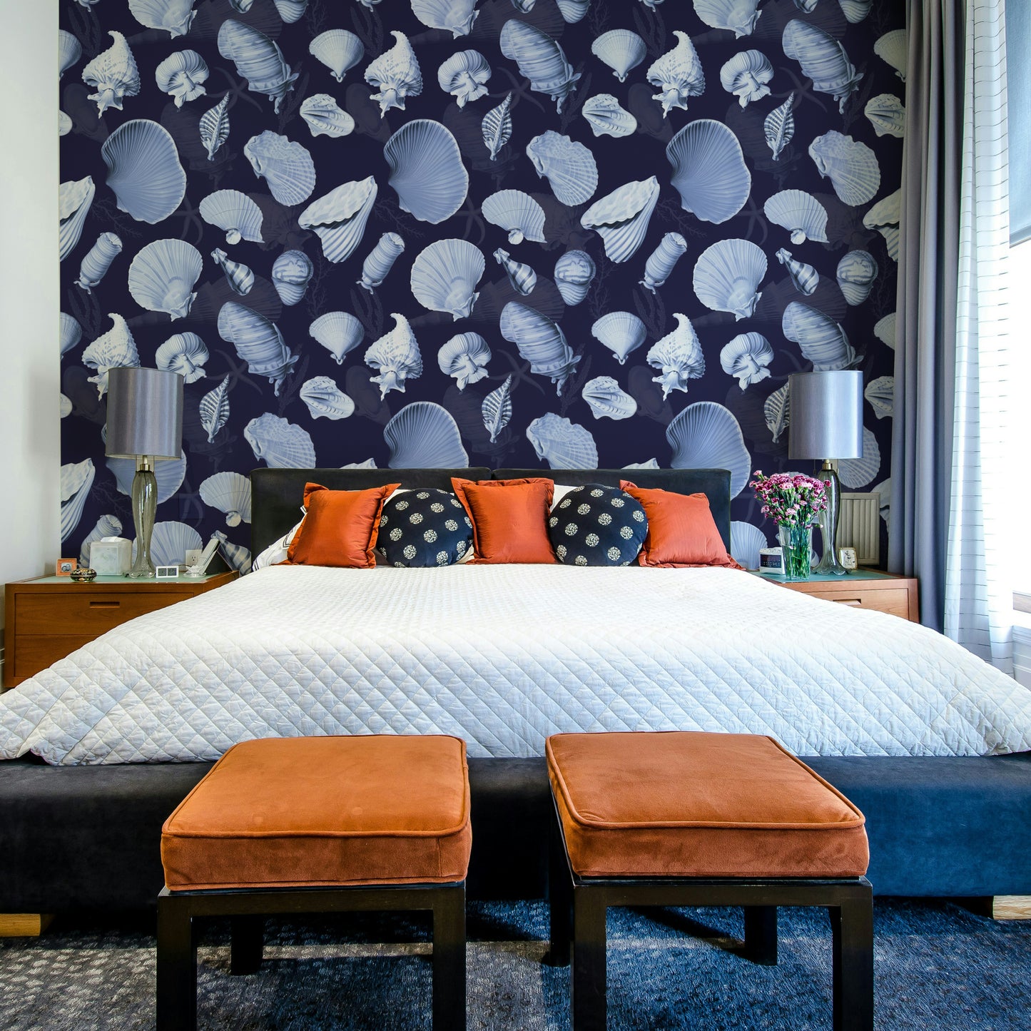 Coastal-inspired wallpaper with abstract flow

