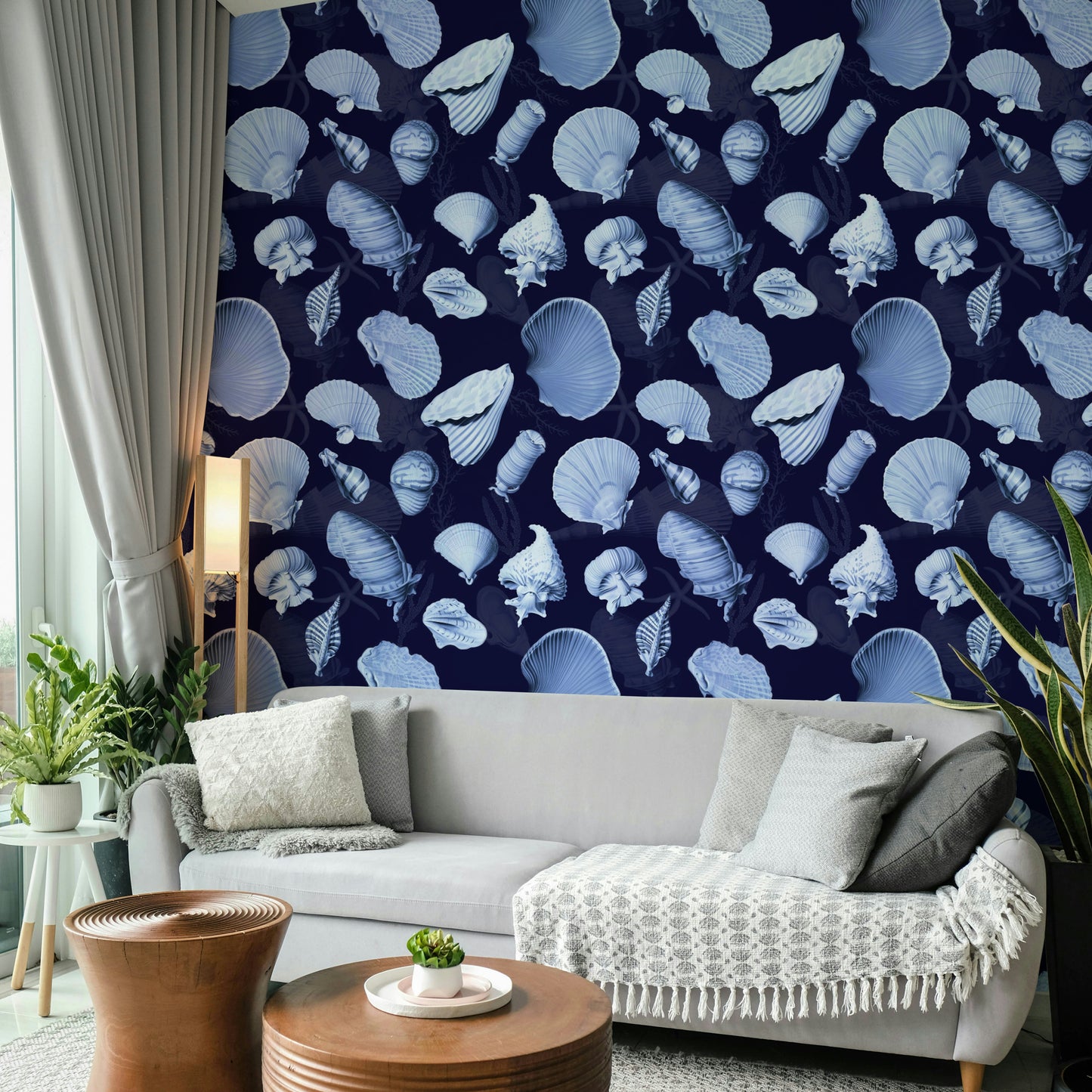 Neutral tones and movement in wall mural design

