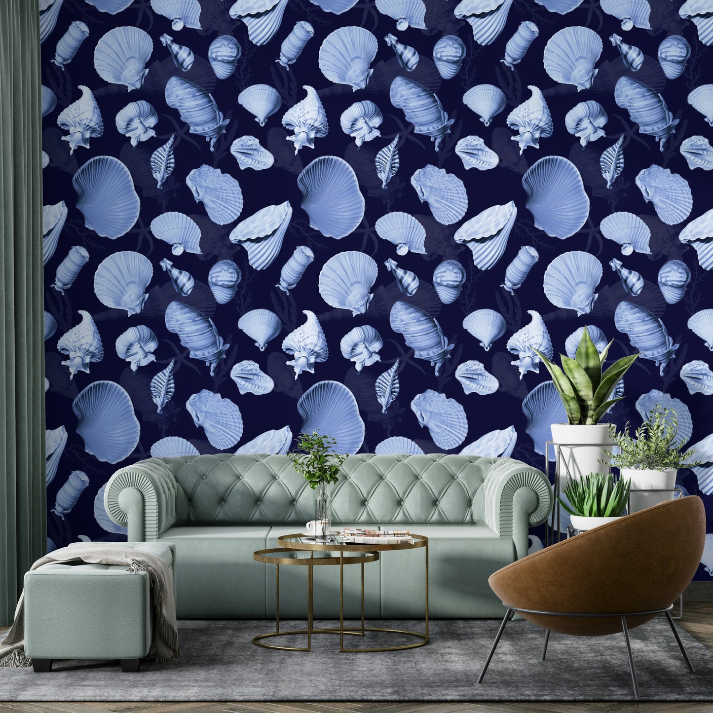 Spa-like interior with peaceful Marea wallpaper

