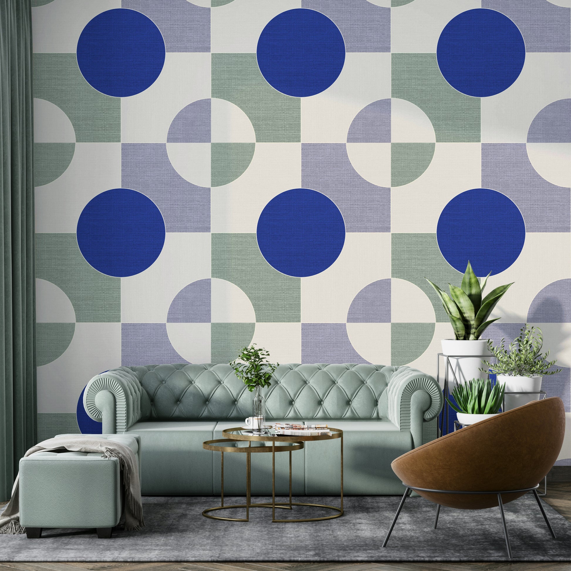 Japandi-style wallpaper with structured flow

