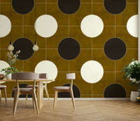 Geometric mural with mid-century modern style

