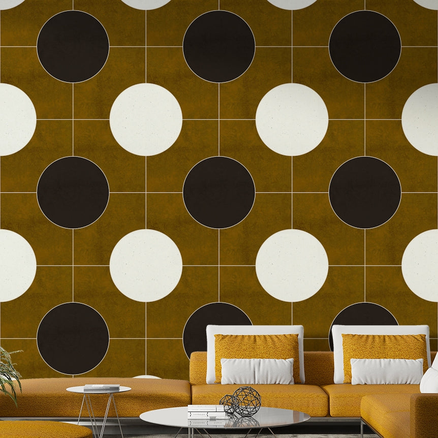Modern geometric mural wallpaper in soft tones

