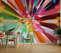 Colorful burst design in modern interior space

