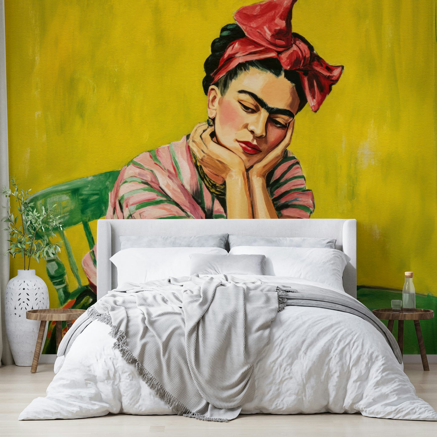 Empowered female figure in expressive mural design

